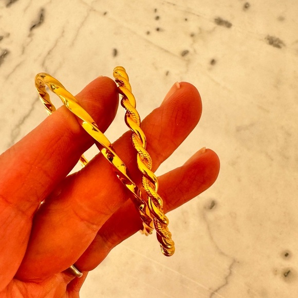 Vintage Monet Cuff Bracelet Gold Tone Signed Estate Jewelry Bundle of 2 - Picture 3 of 11